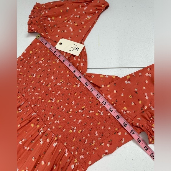 NWT Billabong Fell For You Floral Midi MilkMaid Sweetheart Dress Terracotta - Picture 6 of 15